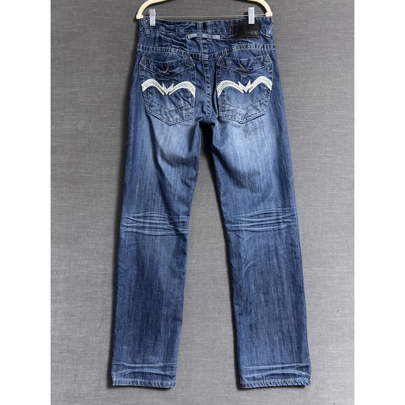 Vintage Ecko Jeans 32x33 Embroidered y2k Baggy Denim Hip Hop Street Raw Uncut - Picture 6 of 16